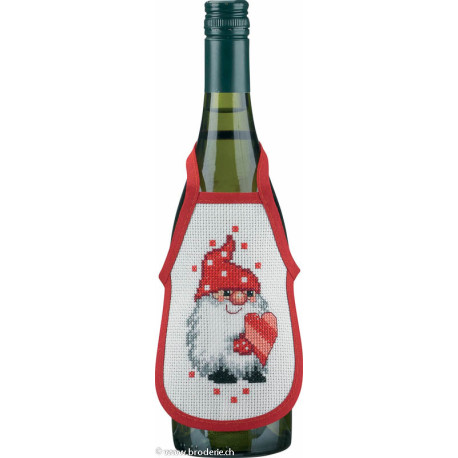 Permin, kit 4 tabliers pour bouteille de vin lutins et cœurs (PE78-4239)