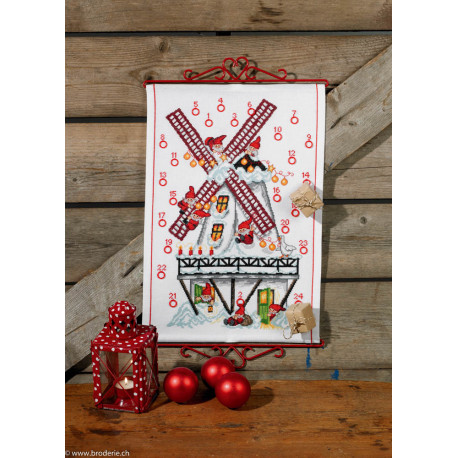 Permin, kit calendrier de l'Avent Moulin et lutins (PE34-8280)