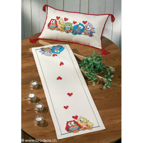Permin, kit facile chemin de table Chouettes (PE75-4839)