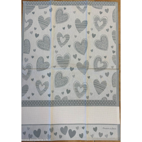 Stafil, Linge de cuisine gris avec des coeurs (220172-2)