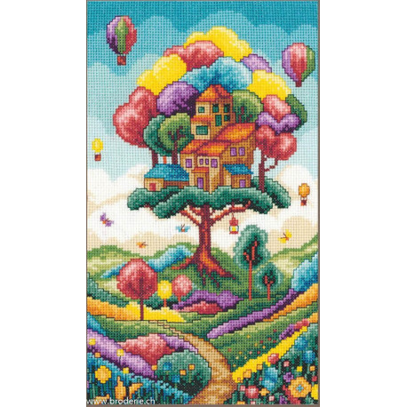 Vervaco, kit au point compté Paysage et cabane dans arbres (PN0215355)