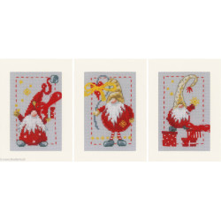 Vervaco, Kit cartes de voeux Lutin de Noël lot de 3 (PN0185078)