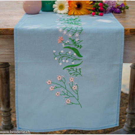 Vervaco, kit imprimé chemin de table Pastel flowers (PN0222427)