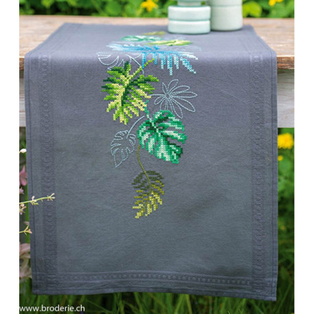 Vervaco, kit imprimé chemin de table Feuilles botaniques (PN0188625)