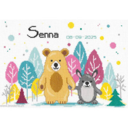 Vervaco, kit naissance Ours et lapin dans la forêt (PN0214340)