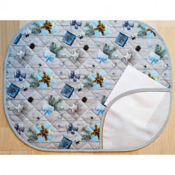 Ricami, Set de table et serviettes gris et bleu (NA00732.02)