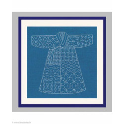 Bonheur des Dames, kit imprimé Sashico kimono sur fond bleu (BD3804)