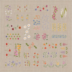 Bonheur des Dames, kit nappe Fleurs aspect patchwork lin naturel (BD6030)