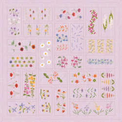 Bonheur des Dames, kit nappe fleurs aspect patchwork lin violet (BD6030B)