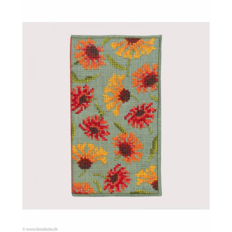 Bonheur des Dames, kit pochette à lunettes Fleurs oranges (BD3237)