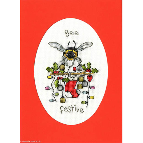 Bothy Threads, kit carte de voeux Bee Festive (BOXMAS46)