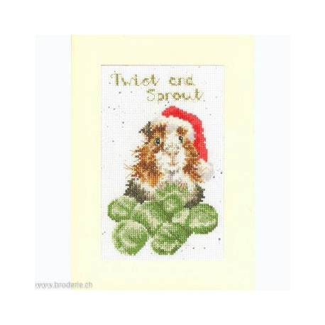 Bothy Threads, kit carte de voeux Christmas Twist And Sprout (BOXMAS58)