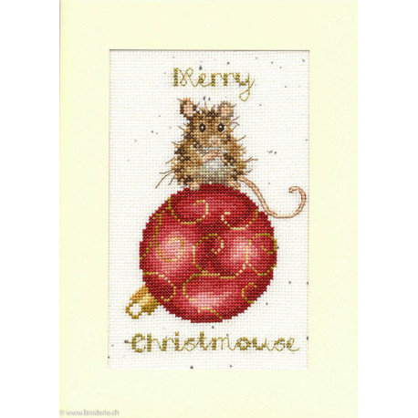 Bothy Threads, kit carte de voeux Merry Christmouse (BOXMAS50)