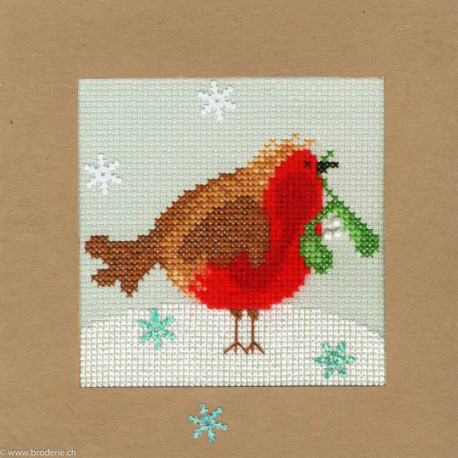 Bothy Threads, kit carte de Voeux rouge-gorge (BOXMAS14)