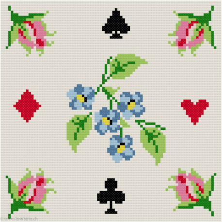 ClBroderie, tapis de carte Roses et myosotis (TDC07)