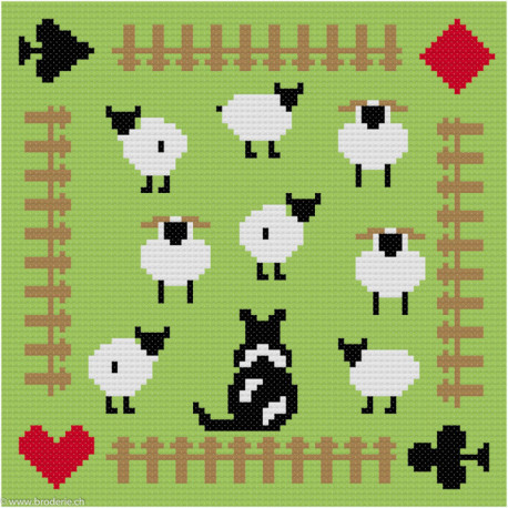 ClBroderie, tapis de carte Troupeau de moutons (TDC03)
