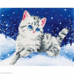 Diamond Dotz, kit diamant niveau 2- CHAT DANS LA NEIGE (DD5006)