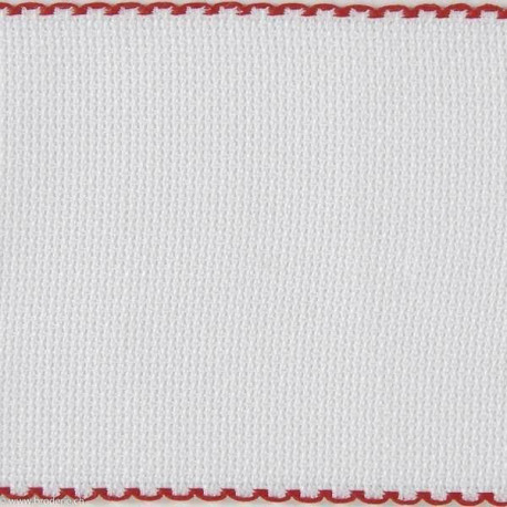 DMC, Bande à broder blanche 10 cm bordure Rouge (DG647R)