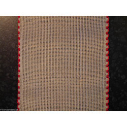 La Stéphanoise, Bande à broder 10 cm de large coloris ficelle,bord. Rouge (S4847-10-008)