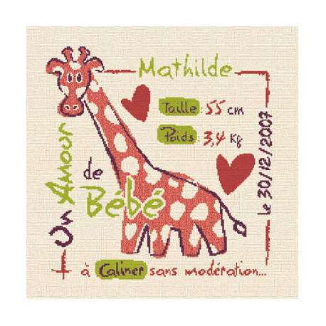 LiliPoints, Grille Naissance - Mathilde la girafe (B008)