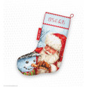 Luca-S Leti Stitch, kit Christmas Stocking Santa Claus and snowman (SLETI921)