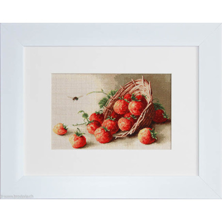 Luca-S, kit canevas petits points Basket of strawberries (LUCAG497)