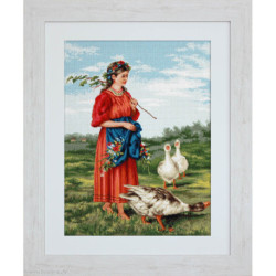 Luca-S, kit canevas petits points Girl with geese (LUCAG486)