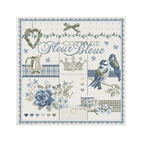 Madame la Fée, grille Cottage Fleur bleue (FEE152)
