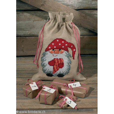 Permin, kit sac de Noël Lutin et cœur (PE90-4259)