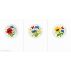Vervaco, Kit 3 cartes de voeux Fleurs des champs (PN0021466)