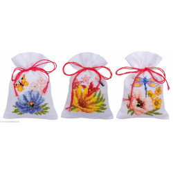 Vervaco, kit 3 sachets fleurs colorées (PN0185083)
