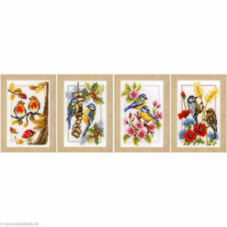 Vervaco, kit 4 tableaux saisons oiseaux (PN0147602)