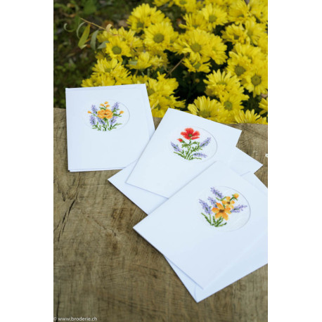 Vervaco, kit carte de voeux Fleurs et lavande lot de 3 (PN0169664)