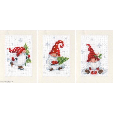 Vervaco, Kit carte de voeux Gnômes de Noël lot de 3 (PN0189708)