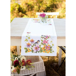 Vervaco, kit chemin de table fleurs et oiseaux (PN0021680)