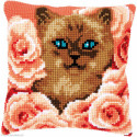 Vervaco, kit coussin Chaton entre roses (PN0171855)