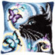 Vervaco, kit coussin Tête de chat noir et papillions (PN0149061)