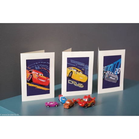 Vervaco, kit Disney 3 cartes de voeux Cars (PN0168588)