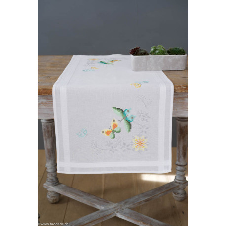 Vervaco, kit imprimé chemin de table Papillons et fleurs (PN0157463)