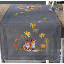 Vervaco, kit imprimé chemin de table renards en automne (PN0198567)