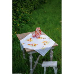 Vervaco, kit imprimé nappe Fleurs orange et papillons (PN0187348)