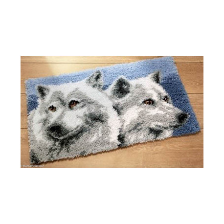 Vervaco, kit tapis au point noué Têtes de loups (PN0014303)