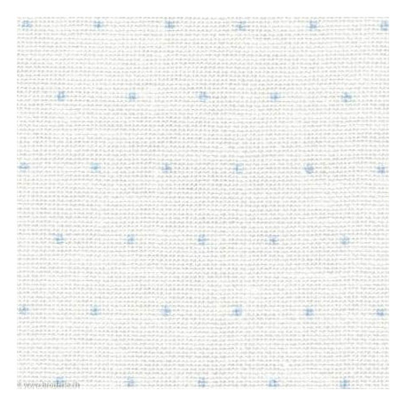 Zweigart, Lin Cashel 11 fils/cm mini-Dotz blancs points bleus (3281-1129)