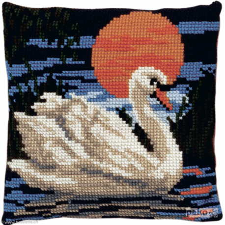 Pako, kit coussin au point de croix Cygne (PA003.189)