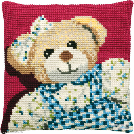 Pako, kit coussin au point de croix Oursonne en peluche (PA003.250)