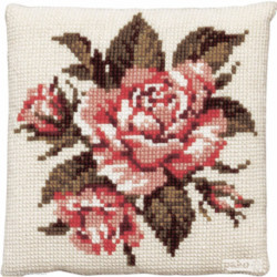 Pako, kit coussin au point de croix Roses (PA003.120)