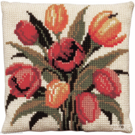 Pako, kit coussin au point de croix Tulipes (PA003.145)