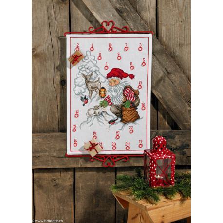 Permin, Kit calendrier de l'Avent - Père-Noël et animaux dans la forêt (PE34-9222)