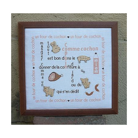 La Cigogne qui brode, grille Copain comme cochon (CIG009)