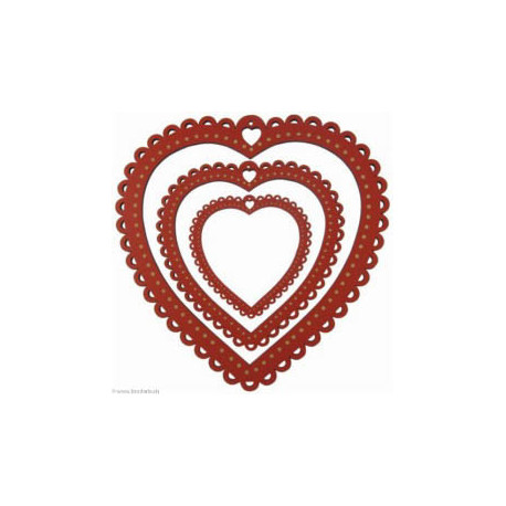 Au Ptit Bonheur, cadre à festons coeur rouge grand (CAD007G)